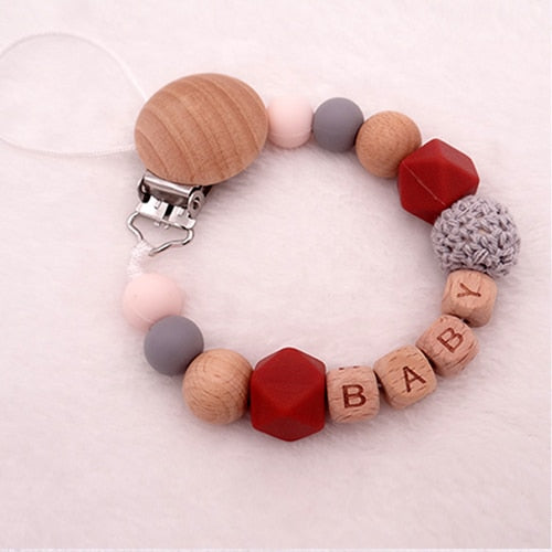 Handmade Silicone Wood Pacifier Clips