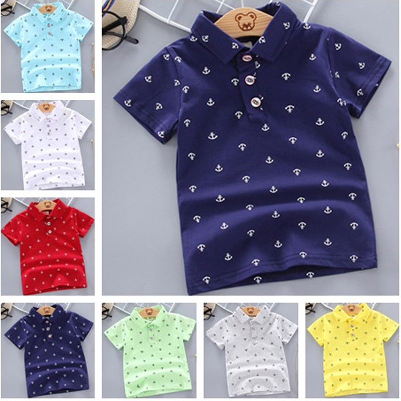 Baby Boys Polo Shirts Short Sleeve Anchor Lapel Clothes