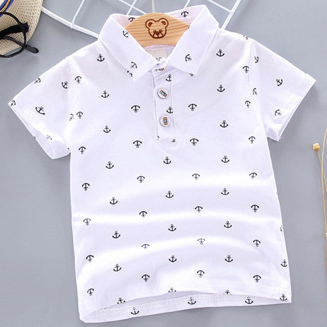 Baby Boys Polo Shirts Short Sleeve Anchor Lapel Clothes