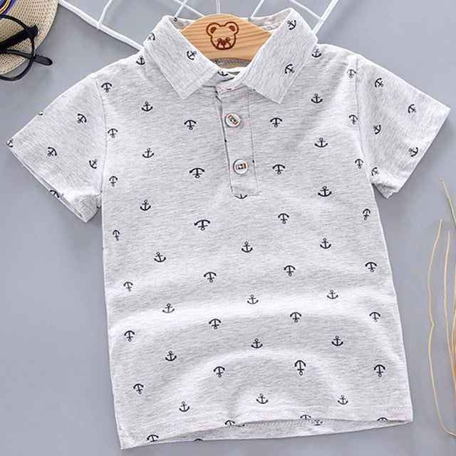 Baby Boys Polo Shirts Short Sleeve Anchor Lapel Clothes