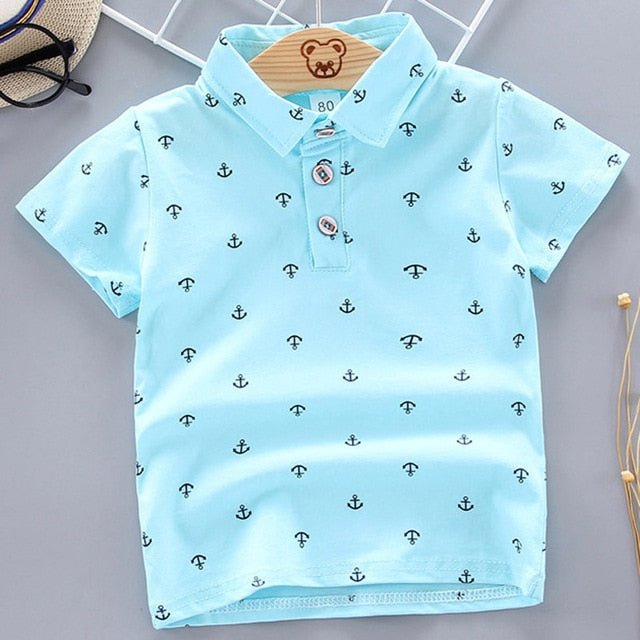 Baby Boys Polo Shirts Short Sleeve Anchor Lapel Clothes