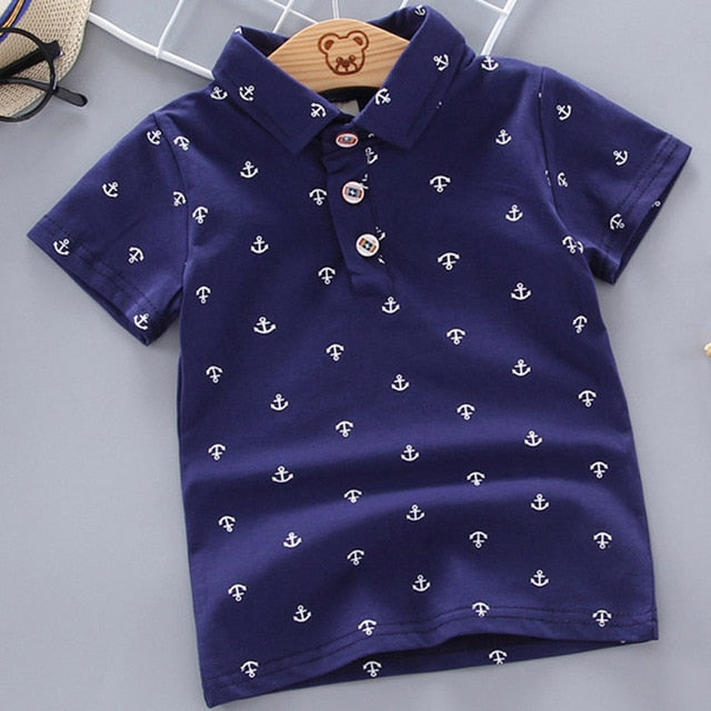 Baby Boys Polo Shirts Short Sleeve Anchor Lapel Clothes