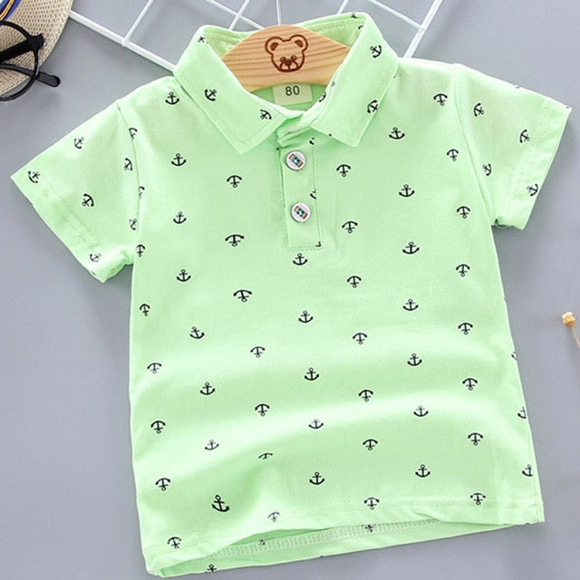 Baby Boys Polo Shirts Short Sleeve Anchor Lapel Clothes