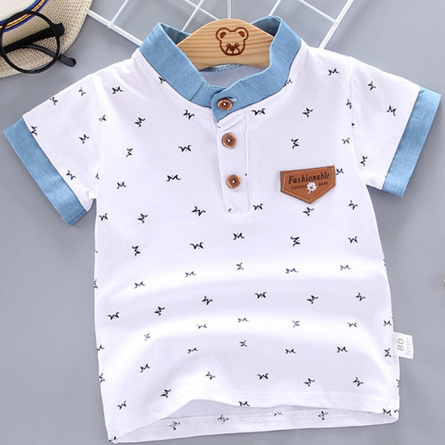 Baby Boys Polo Shirts Short Sleeve Anchor Lapel Clothes