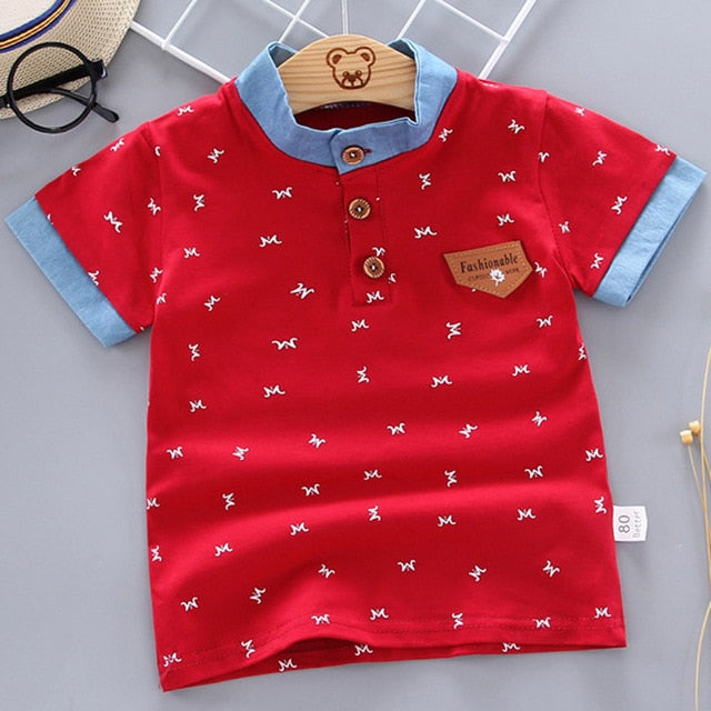 Baby Boys Polo Shirts Short Sleeve Anchor Lapel Clothes