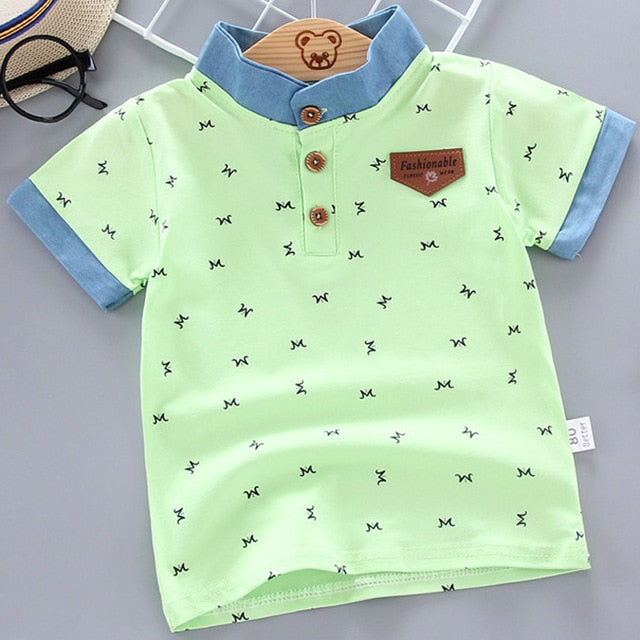 Baby Boys Polo Shirts Short Sleeve Anchor Lapel Clothes
