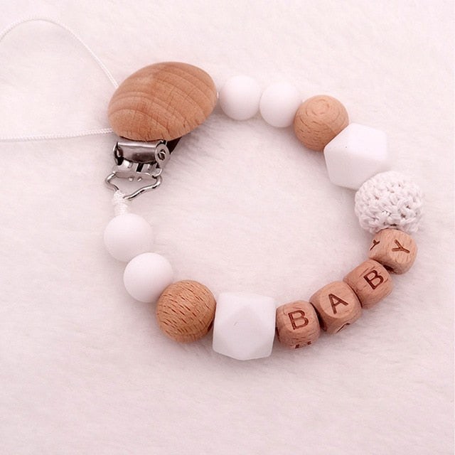 Handmade Silicone Wood Pacifier Clips