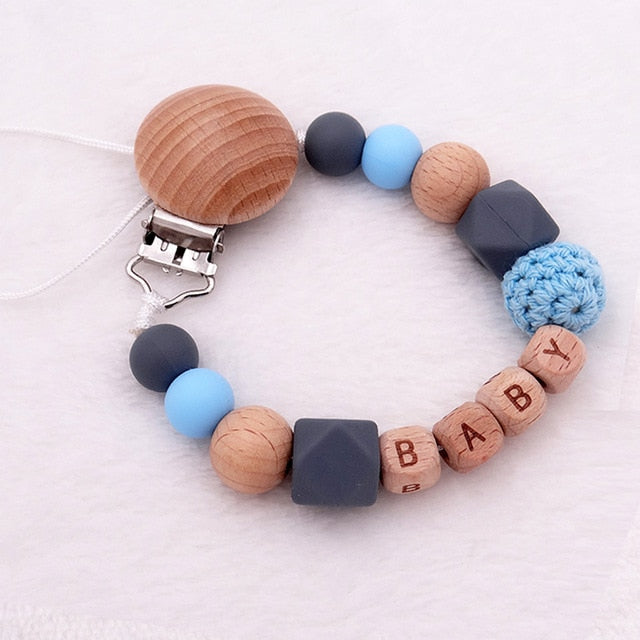 Handmade Silicone Wood Pacifier Clips