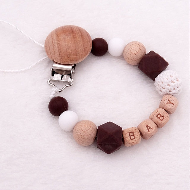 Handmade Silicone Wood Pacifier Clips