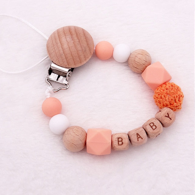 Handmade Silicone Wood Pacifier Clips