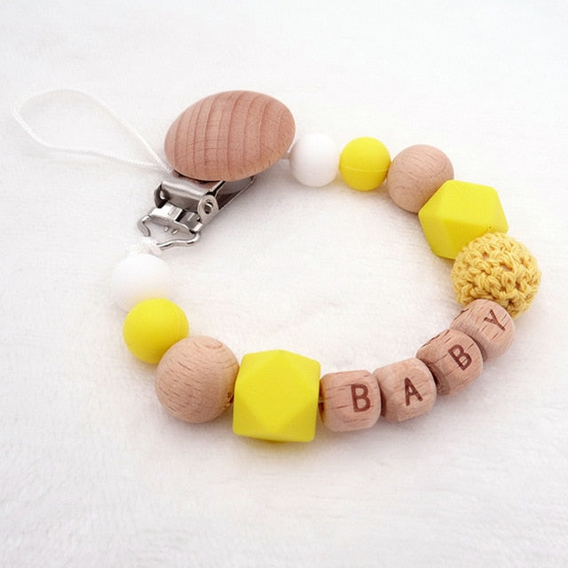 Handmade Silicone Wood Pacifier Clips